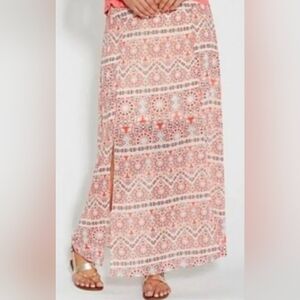 Maurices Patterned Pink Maxi Skirt